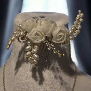 Ivory Rose and Pearl Hair Comb